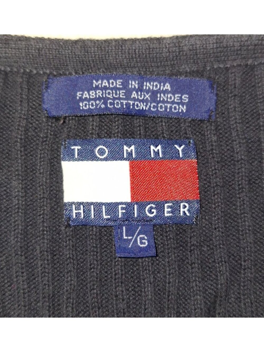 Tommy Hilfiger Black White Cardigan Sweater Long Sleeve Womens Large - Picture 2 of 9